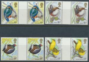 GB SG 1109 - 1112  SC# 884-887 Mint Never Hinged Gutter Pairs- Birds Wildlife...