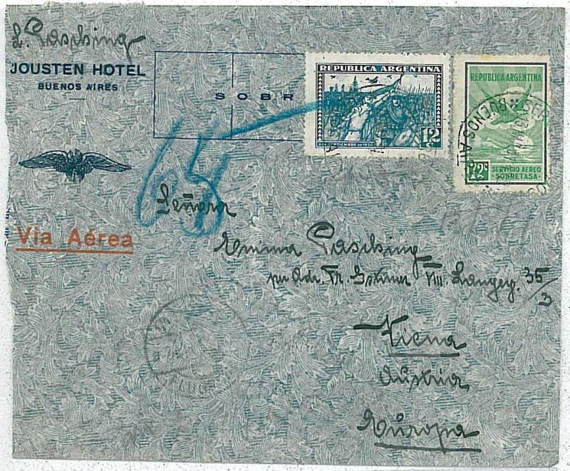 27329  - ARGENTINA -  POSTAL HISTORY  - AIRMAIL COVER to AUSTRIA 1931 -  BIRDS 