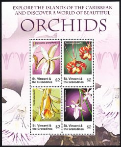 St Vincent & the Grenadines 2007 MNH Sc 3571 Sheet of 4 $2 Orchids