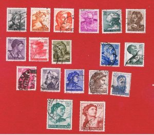 Italy #813-831  VF used Michelangelo  Free S/H 