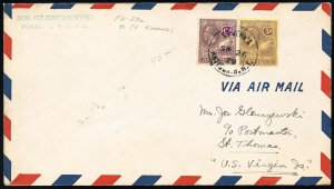 Antigua Stamps Lindbergh Saint John To Saint Thomas Early Flown Cover