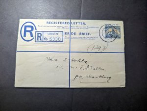 1948 Registered Letter British South Africa Cover Margate to Wartburg Germany