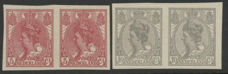 Netherlands 111 & 112 mnh horizontal imperforate pairs