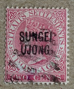 Sungei Ujong 1885 tall thin, san serif, no italics.  Scott 24, CV $47.50. SG 42