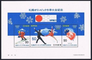 Japan 1105a, MNH. Mi Bl.85. Olympics Sapporo-1972. Bobsledding. Figure skating,