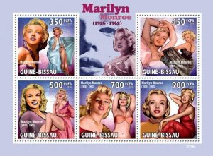 GUINEA BISSAU - 2010 - Marilyn Monroe - Perf 5v Sheet - Mint Never Hinged