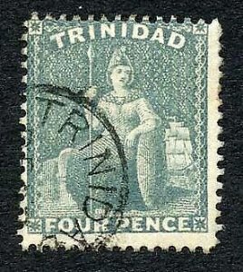 Trinidad SG102 4d Bluish Grey Perf 14 wmk CA Fine used Cat 17 pounds