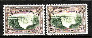 Southern Rhodesia-Sc#37,37b-unused hinged 2p-Victoria Falls-1935-41-