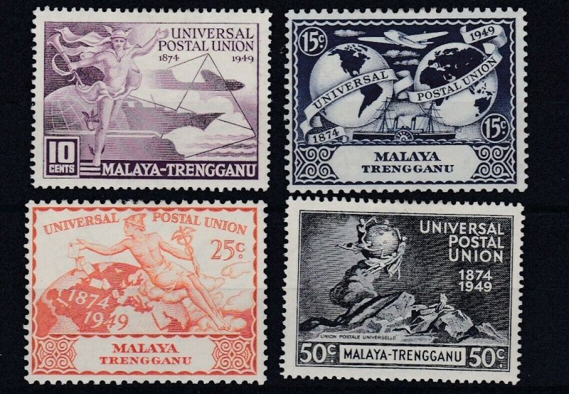 MALAYA  TRENGGANU    1949  UPU SET OF 4  MH   