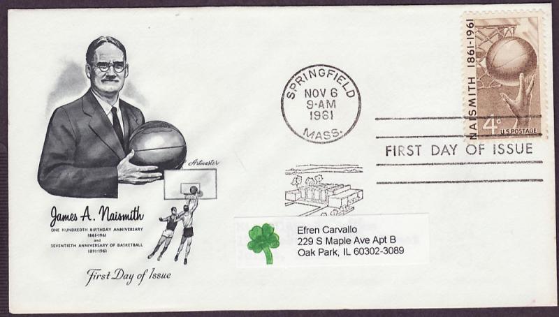 1189 Basketball - Naismith Artmaster FDC