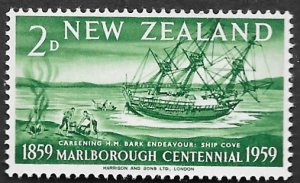 New Zealand Scott #327 2p Endeavor at Ship Cove (1959) MNH