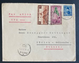 1947 Cairo Egypt Airmail Commercial Cover To Zurich Switzerland