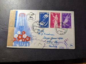 1951 Censored Israel First Day Cover FDC Jerusalem to Vienna VIII Austria