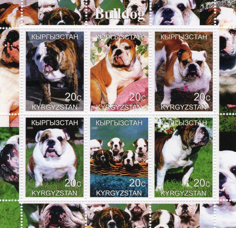 Kyrgyzstan 2000  DOGS BULLDOG Sheetlet (6) MNH