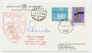 Cover / Postmark Austria 1975 UNDOF Ausbatt - 3 Coy Golan - UN Peacekeepers 