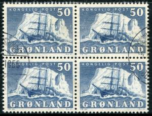 GREENLAND # 35 F-VF Used Block of 4 Issues - POLAR SHIP GUSTAV HOLM - S5852