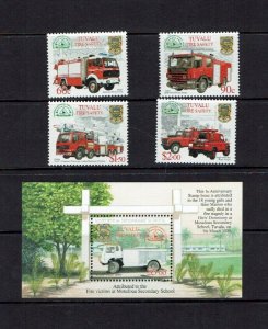 Tuvalu: 2001 Fire Service, MNH set + M/Sheet