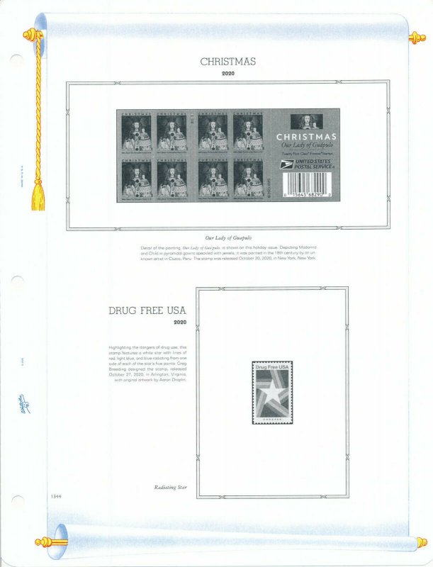 WHITE ACE 2020 US Commemorative Plate Blocks Album Supplement Pages PB-72