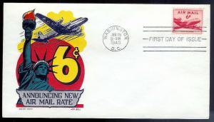 UNITED STATES FDC 6¢ Airmail 1949 Cachet Craft