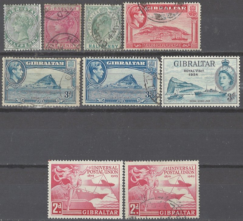 COLLECTION LOT # 2375 GIBRALTAR 9 STAMPS 1886+ CLEARANCE