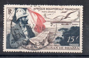 A.E.F - FRENCH COLONIAL - 1951 - AIRMAIL - SAVORGNAN DE BRAZZA - Used - 15f -