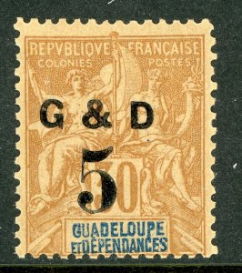 Guadeloupe 1900 French Colony 5¢/30¢ Brown SG #53 Mint D965