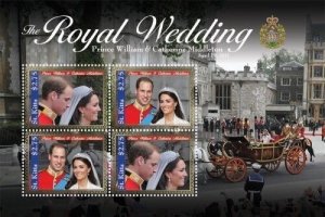 SAINT KITTS 2011 - ROYAL WEDDING OF WILLIAM AND KATE SHEET OF 4 STAMPS MNH