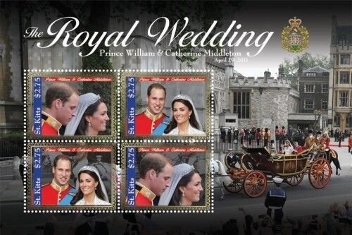 SAINT KITTS 2011 - ROYAL WEDDING OF WILLIAM AND KATE SHEET OF 4 STAMPS MNH