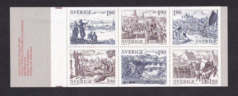 Sweden  #1508-1513a  MNH  1984  booklet  engravings Dahlbergh