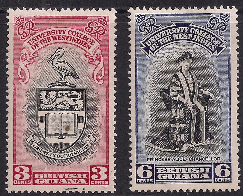 British Guiana 1951 KGV1 Set University College MM SG 328 - 329 ( D1285 ) 