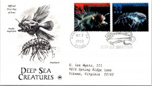 FDC 2000 SC #3443a Fanfin Anglerfish & Amphipod - Monterey CA - Pair - J2816