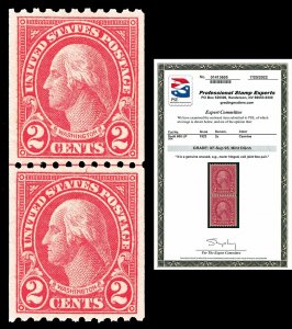 Scott 606 1923 2c Washington Coil Mint Line Pair Graded XF-Sup 95 NH PSE CERT