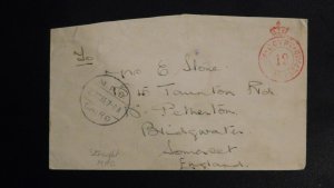 1935 Egypt Cover Cairo to Somerset England British Forces in Egypt
