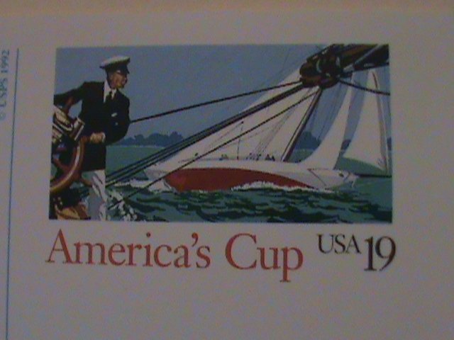 ​UNITED STATES-1992-AMERICA'S CUP-MNH-PICTURE -PAID POST CARD-VERY FINE