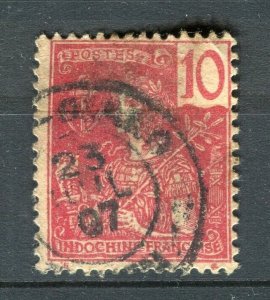 FRENCH COLONIES; INDO-CHINE early 1900s Grasset issue used 10c. fair Postmark