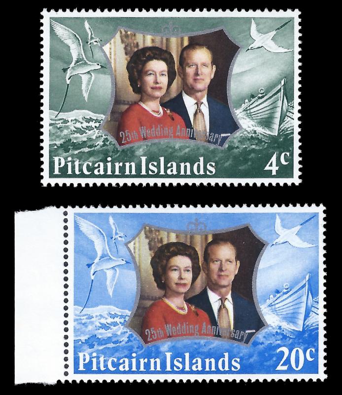 Pitcairn Islands 1972 Sc 127-28 MNH 25th Royal Anniversary