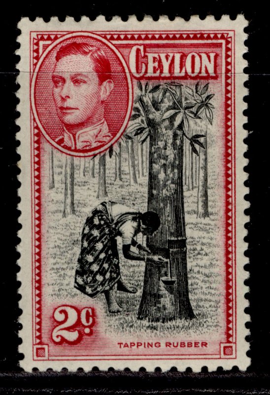 CEYLON GVI SG386, 2c black & carmine, M MINT. Cat £26.