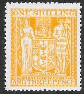 NEW ZEALAND SGF191 1940 1/3 ORANGE-YELLOW ARMS MTD MINT (p)