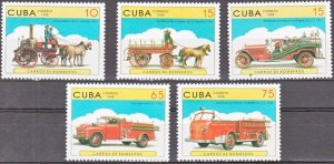 CUBA Sc# 3905-3909 HISTORIC FIRE VEHICLES  trucks CPL set of 5  1998  MNH mint