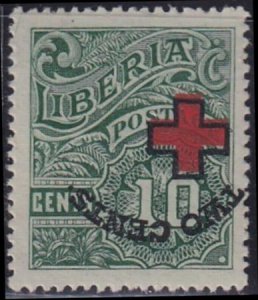 Liberia #B6a  inverted surcharge Cat Value $5