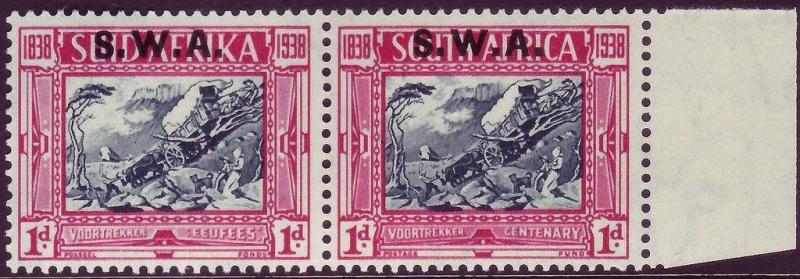 SOUTH WEST AFRICA SG106, 1d + 1d blue & carmine, LH MINT. Cat £24. 