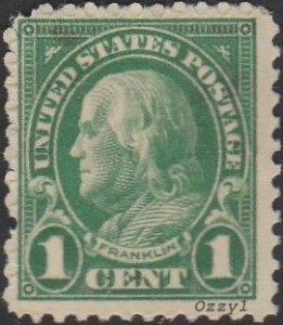 US #552 1923 1c Green Benjamin Franklin MINT-Poor-OG-NH.