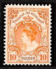 Netherlands 1905, 10 Gulden 'bontkraag' unused with attest Vleeming...