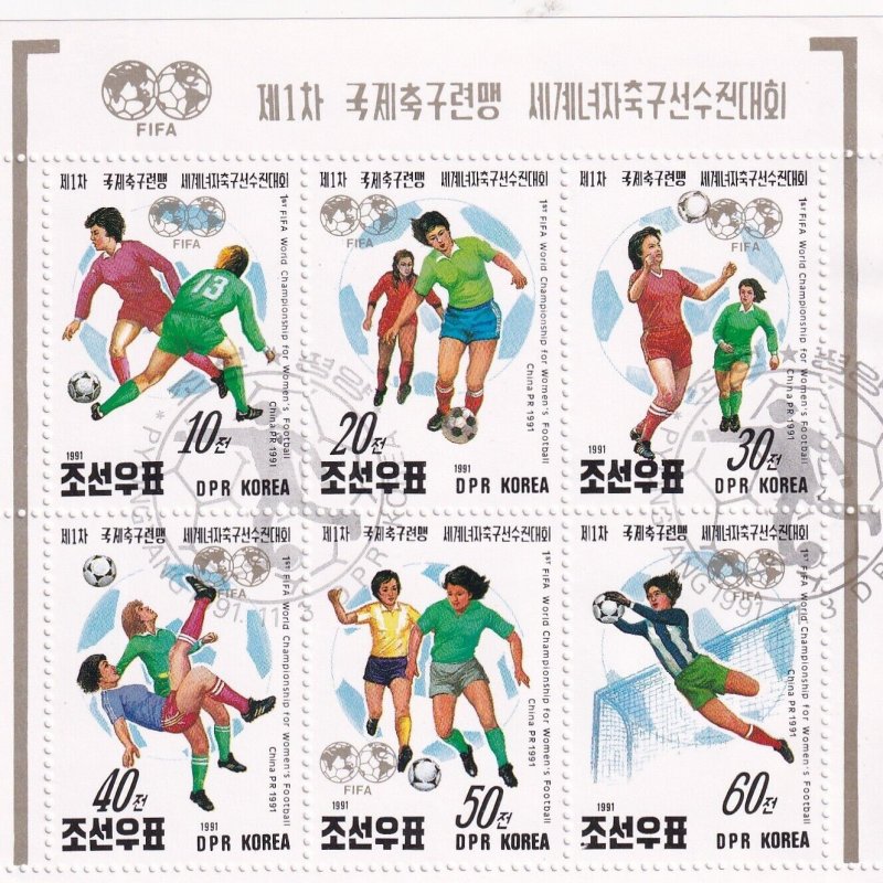 SA18e Korea 1991 FIFA World Cup for Women used minisheet