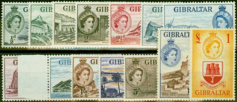 Gibraltar 1953 Set of 14 SG145-148 Fine MNH  1s Re-Entry SG154a 