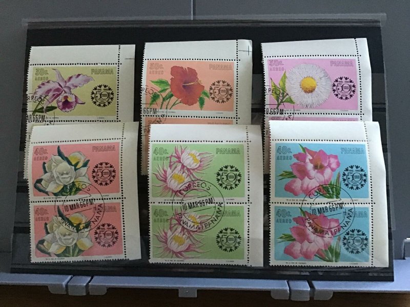 Panama Flowers  cancelled  stamps pairs R25465