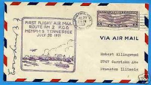 #2N11, MEMPHIS, ROBERTSON AIRCRAFT 1931 CAM2 FIRST FLIGHT AIRMAIL COVER