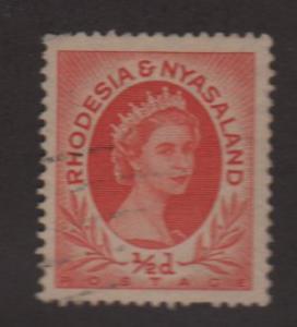 Rhodesia & Nyasaland 1954 Scott 141 used -1//2p Elizabeth II