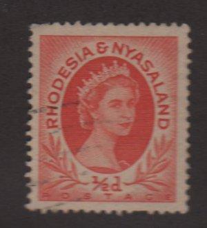 Rhodesia & Nyasaland 1954 Scott 141 used -1//2p Elizabeth II