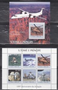 St Thomas & Principe 1530-31 Airplanes and Helicopters Mint NH